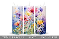 Flowers Tumbler Design. Wildflowers Tumbler Sublimation Product Image 1