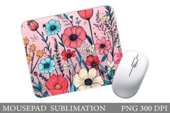 Flowers Mouse Pad Sublimation. Wildflowers Mouse Pad Design Product Image 1