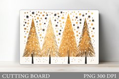 Gold Christmas Tree Cutting Board. Winter Cutting Board Product Image 1