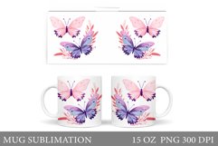 Butterflies Mug Sublimation. Butterflies Flowers Mug Design Product Image 1