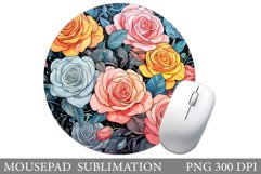 Roses Mouse Pad Design. Flowers Mouse Pad Template Product Image 1
