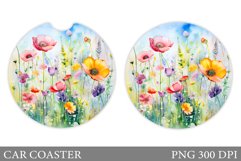 Wildflowers Car Coaster Design. Flowers Car Coaster Template Product Image 1