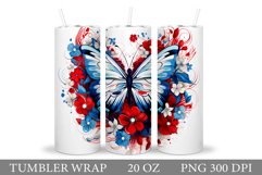 Butterfly Tumbler Sublimation. Flowers Tumbler Design Product Image 1