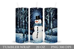 Cute Snowman Tumbler Wrap. Winter Tumbler Sublimation Product Image 1