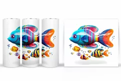 3D Fish Tumbler Wrap Design. Fish Tumbler Sublimation Product Image 2
