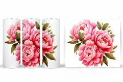 Flowers Tumbler Sublimation. Peony Tumbler Wrap Design Product Image 2
