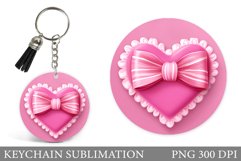 Heart Keychain Design. Heart Round Keychain Sublimation Product Image 1