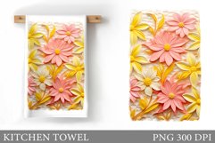 Flowers Kitchen Towel. Floral Kitchen Towel Sublimation Product Image 1