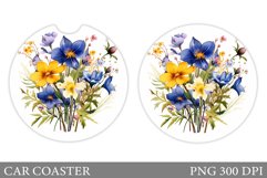 Wildflowers Car Coaster Sublimation. Flowers Car Coaster Product Image 1