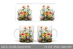 Flowers Mug Sublimation. Wildflowers Mug Design Product Image 1