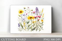 Flowers Cutting Board Sublimation. Wildflowers Cutting Board Product Image 1