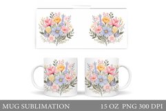 Wildflowers Mug Sublimation. Flowers Mug Wrap Template Product Image 1