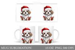 Christmas Dog Mug Design. Cute Dog Mug Wrap Sublimation Product Image 1
