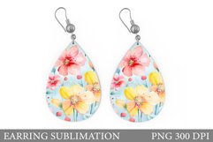 Flowers Earring Sublimation. Flowers Teardrop Earring Product Image 1