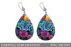 Succulents Earring Sublimation. Plants Teardrop Earring Product Image 1