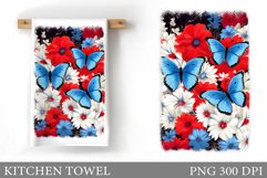 Butterfly Kitchen Towel. Rose Flowers Kitchen Towel Design Product Image 1