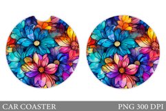Colorful Flowers Car Coaster. Flowers Car Coaster Design Product Image 1