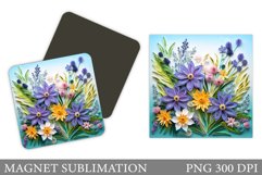 Flowers Magnet Design. Summer Magnet Sublimation Product Image 1