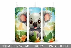 Cute Koala Tumbler Design. Koala Summer Tumbler Sublimation Product Image 1