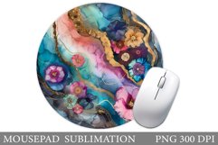 Alcohol Ink Mouse Pad Design. Flowers Mouse Pad Sublimation Product Image 1