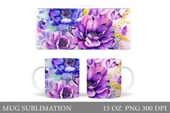 Flowers Mug Sublimation. Summer Mug Wrap Design Product Image 1