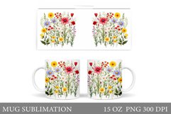 Wildflowers Mug Design. Floral Mug Sublimation Product Image 1