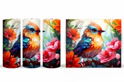 3D Bird Tumbler Sublimation. Bird Flowers Tumbler Design Product Image 2