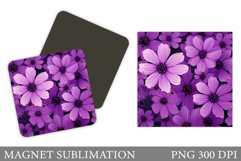 Flowers Magnet Sublimation. Flowers Square Magnet Design Product Image 1
