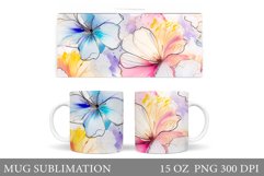 Flowers Mug Sublimation. Flowers Mug Wrap Design Product Image 1