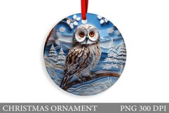 Owl Christmas Ornament. Winter Owl Ornament Sublimation Product Image 1