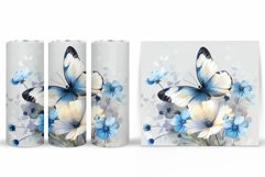 Butterfly Tumbler Sublimation. Flowers Tumbler Wrap Design Product Image 2