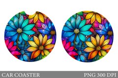 Rainbow Flowers Car Coaster. Flowers Car Coaster Product Image 1