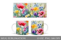 Flowers Mug Sublimation. Wildflowers Mug Design Product Image 1