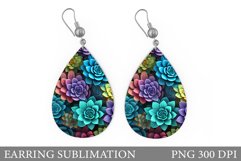 Succulents Earring Design. Flowers Earring Sublimation Product Image 1