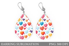 Hearts Earring Sublimation. Hearts Valentines Earring Design Product Image 1