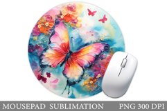 Butterfly Mouse Pad Sublimation. Round Mouse Pad Butterfly Product Image 1