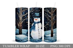 Snowman Tumbler Design. Winter Tumbler Wrap Sublimation Product Image 1
