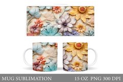 Flowers Mug Wrap Sublimation. 3D Flowers Mug Design Product Image 1