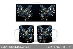 Butterflies Mug Design. Floral Mug Sublimation Product Image 1