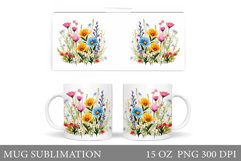 Wildflowers Mug Design. Floral Mug Sublimation Product Image 1