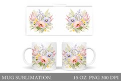 Flowers Mug Wrap Design. Wildflowers Mug Sublimation Product Image 1