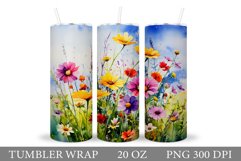 Wildflowers Tumbler Sublimation. Summer Tumbler Design Product Image 1