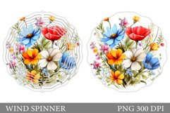 Wildflowers Wind Spinner. Floral Wind Spinner Sublimation Product Image 1