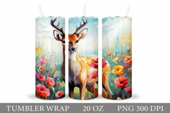 Deer Tumbler Wrap Design. Deer Tumbler Sublimation Product Image 1