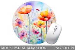 Wildflowers Mouse Pad Design. Flowers Mouse Pad Sublimation Product Image 1
