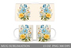 Flowers Mug Sublimation. Flowers Mug Wrap Design Product Image 1