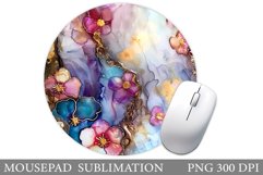 Alcohol Ink Mouse Pad. Flowers Round Mouse Pad Design Product Image 1