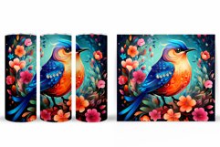 Bird Tumbler Sublimation. Bird Flowers Tumbler Design Product Image 2