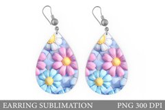 3D Daisy Flowers Earring Design. Flowers Teardrop Earring Product Image 1