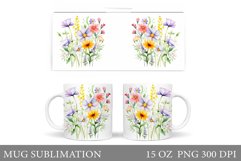 Flowers Mug Wrap Sublimation. Wildflowers Mug Wrap Design Product Image 1